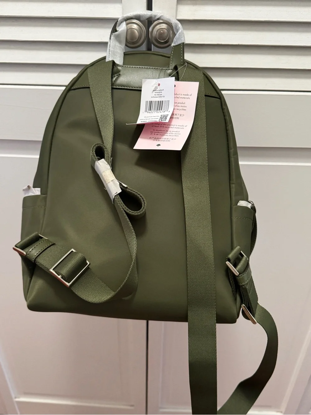 kate spade olive green nylon mini backpack with gold hardware